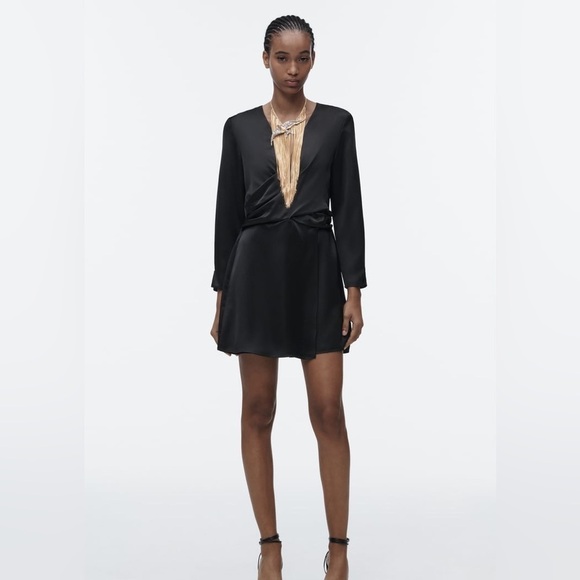 Zara Dresses & Skirts - NWT Zara Satin Effect Wrap Jumpsuit in size small